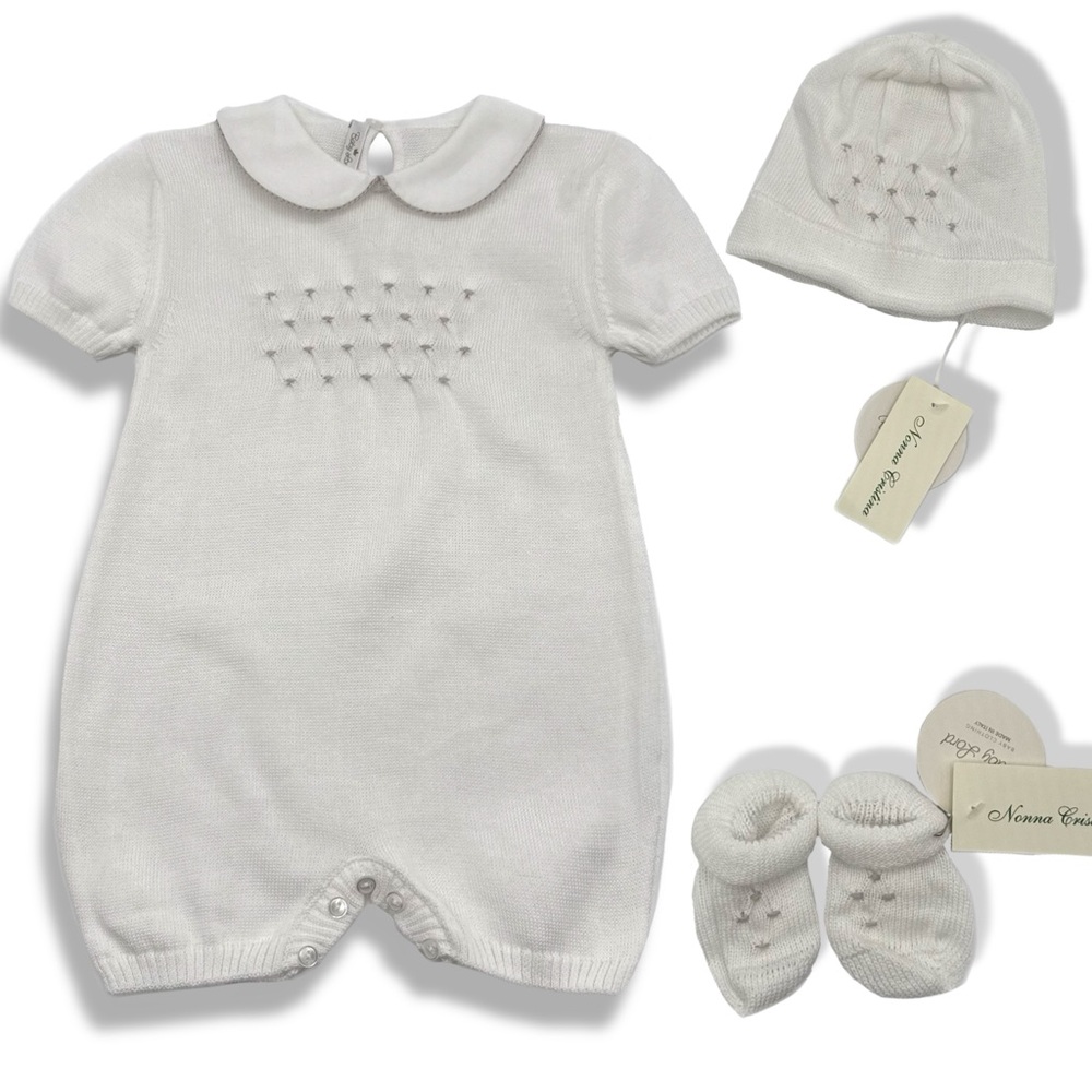 White Bodysuit with Peter Pan Collar and Embroidery